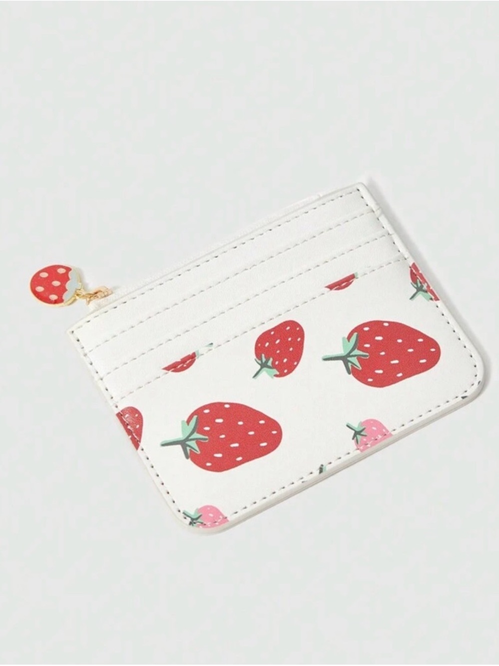 Strawberry Print Card Wallet - White - Picture 2 of 6